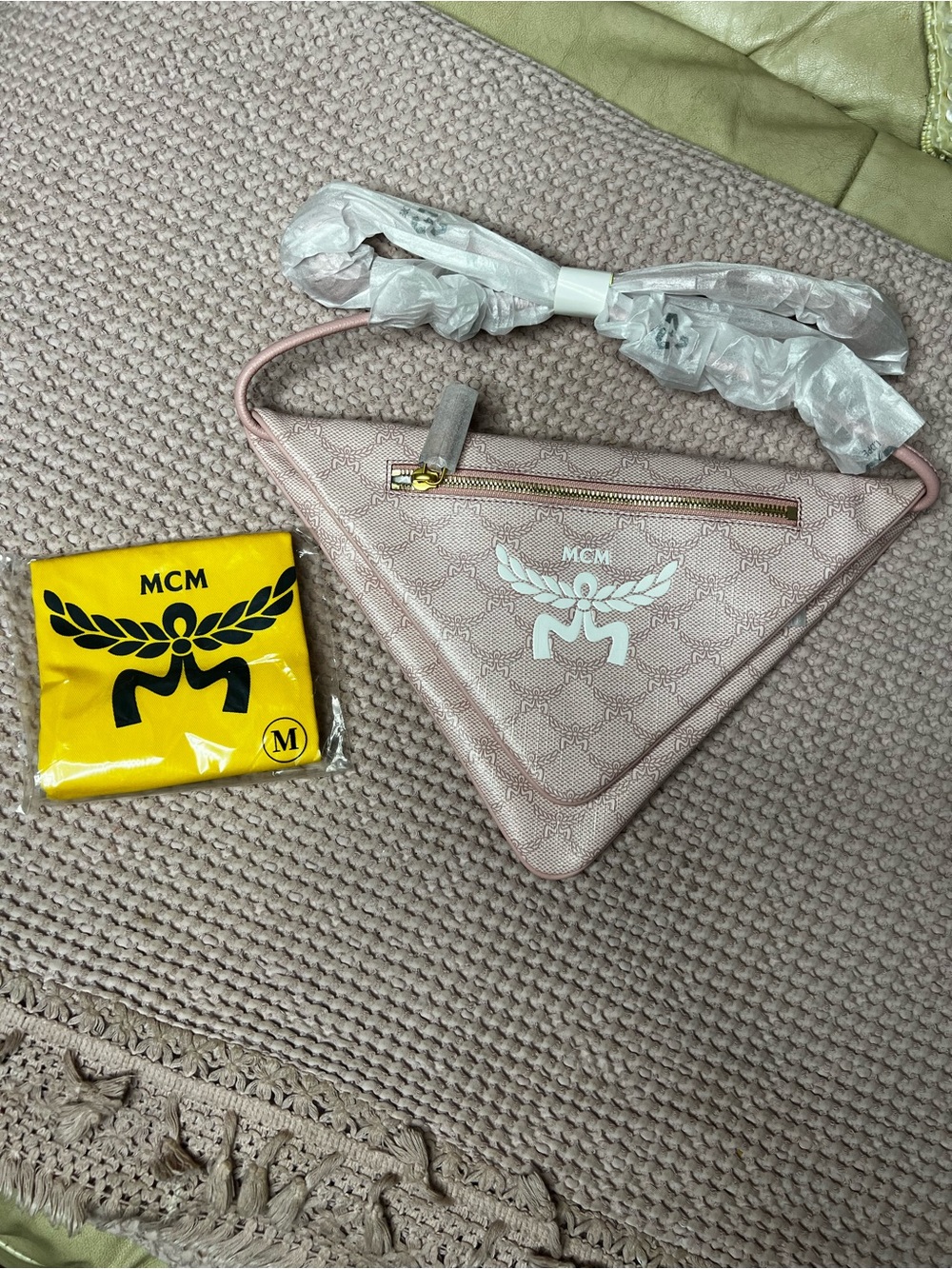MCM Pink Hummel Triangle Pouch/Crossbody Bag NEW with tags and Dustbag